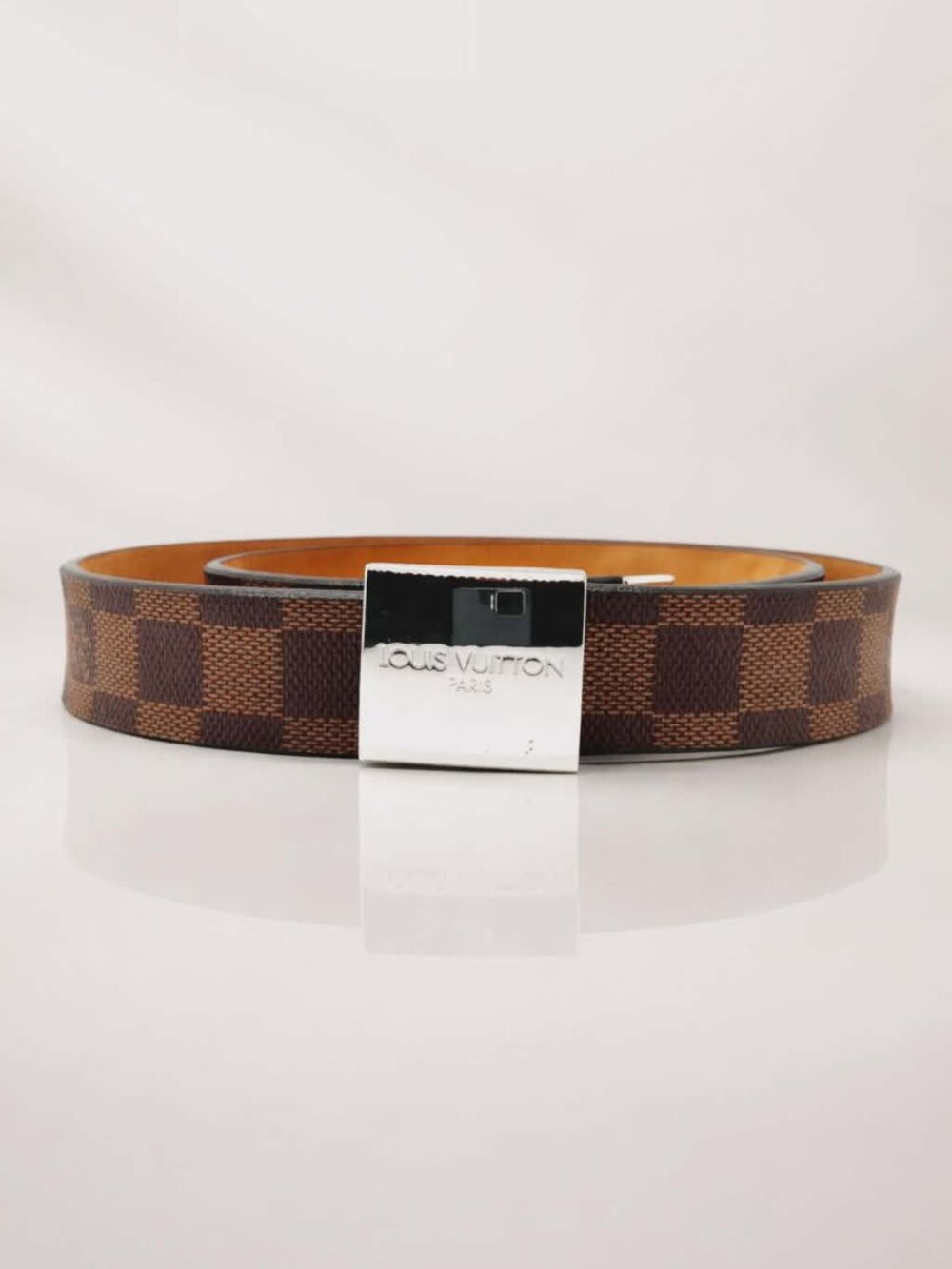 Authentic Louis Vuitton Damier Ebene Belt Silver Buckle Luxury Designer - Picture 3 of 11